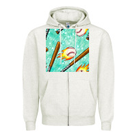 Oatmeal Heather baseball bat with thunders seamless pattern Zipper Hoodie - BundleAndBundleShop