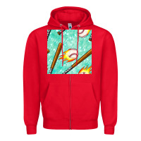 Red baseball bat with thunders seamless pattern Zipper Hoodie - BundleAndBundleShop