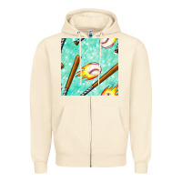 Sandshell baseball bat with thunders seamless pattern Zipper Hoodie - BundleAndBundleShop