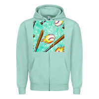 Seafoam baseball bat with thunders seamless pattern Zipper Hoodie - BundleAndBundleShop