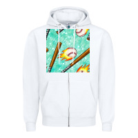 White baseball bat with thunders seamless pattern Zipper Hoodie - BundleAndBundleShop
