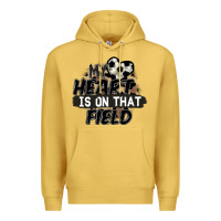 Antique Gold my heart is on that field soccer Premium Hoodie - FaDigitalArtStudio