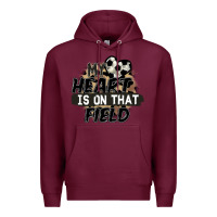 Burgundy my heart is on that field soccer Premium Hoodie - FaDigitalArtStudio