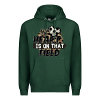 Sports Green my heart is on that field soccer Premium Hoodie - FaDigitalArtStudio