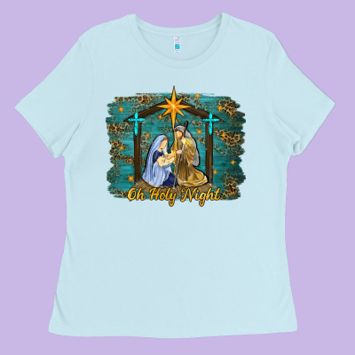 Oh Holy Night Western Ladies Tee Designed By Ranaportraitstore