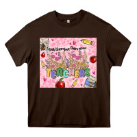 Chocolate Brown teachers teach them love them grow Heavy Core Tee - MaliasSmallBusiness