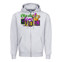 Heather Grey mardi gras queen Zipper Hoodie - FaDigitalArtStudio