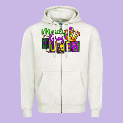 Mardi Gras Queen Zipper Hoodie Designed By Fadigitalartstudio