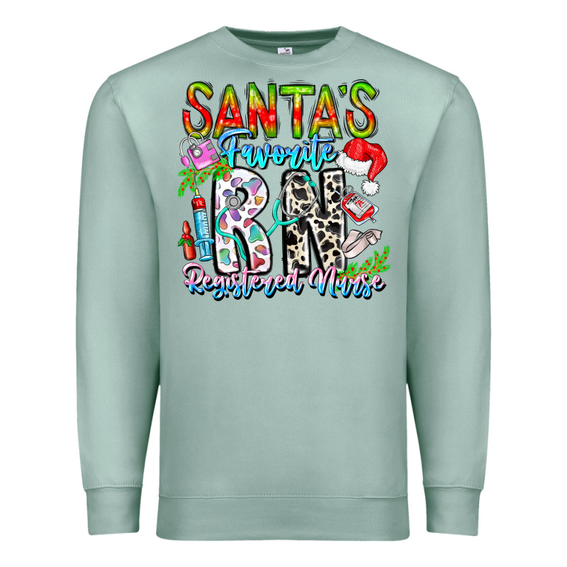 Santa's Favorite Rn Registered Nurse Premium Sweatshirt by CowhideDigitalArt | Teevron