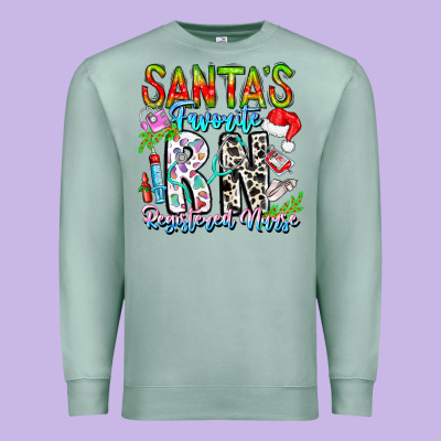 Santa's Favorite Rn Registered Nurse Premium Sweatshirt Designed By Cowhidedigitalart