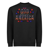 Black 4 july god bless america western Heavyweight Sweatshirt - CowCowDesign