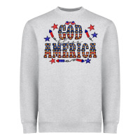 Heather Grey 4 july god bless america western Heavyweight Sweatshirt - CowCowDesign