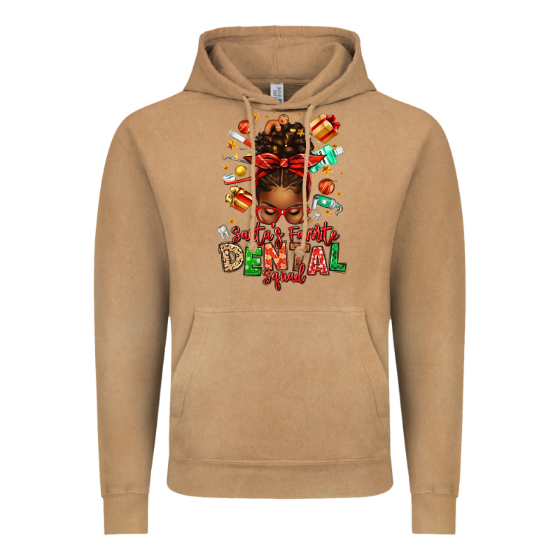 Santa's Favorite Dental Squad Afro Messy Bun Vintage Hoodie by texasbilliewilder | Teevron