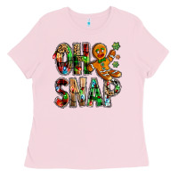 Bubblegum Pink Oh snap Christmas Ladies Tee - NancyCooperArtShop