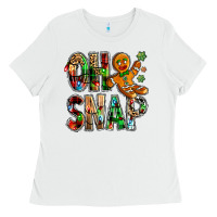 White Oh snap Christmas Ladies Tee - NancyCooperArtShop