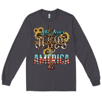 Smoke She loves Jesus and America too sunflower Long Sleeve Tee - HowdyJamesFarm