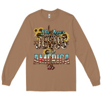 Toasted Coconut She loves Jesus and America too sunflower Long Sleeve Tee - HowdyJamesFarm