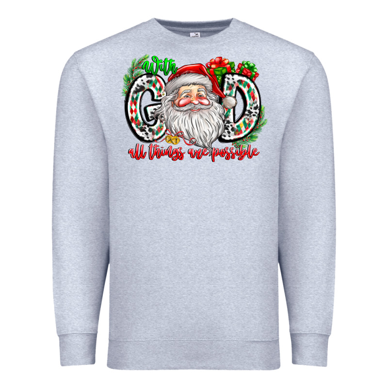 With God All Things Are Possible Santa Premium Sweatshirt by CowhideDigitalArt | Teevron