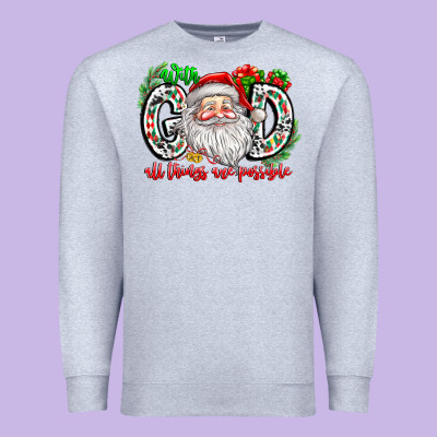 With God All Things Are Possible Santa Premium Sweatshirt Designed By Cowhidedigitalart
