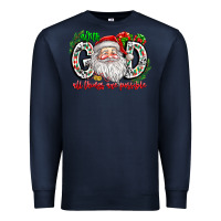 Navy with god all things are possible santa Premium Sweatshirt - CowhideDigitalArt