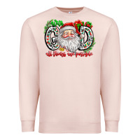 Pale Pink with god all things are possible santa Premium Sweatshirt - CowhideDigitalArt