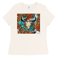 Bone Western with bull skull Ladies Tee - NancyCooperArtShop