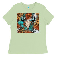 Matcha Western with bull skull Ladies Tee - NancyCooperArtShop