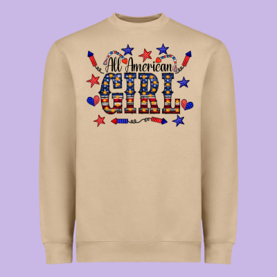 All American Girl Heavyweight Sweatshirt Designed By Cowcowdesign