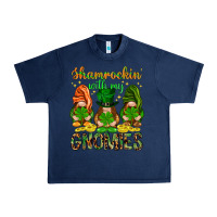 Navy shamrockin with my gnomies Urban Heavy Tee - NancyCooperArtShop
