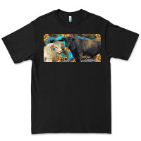 Black Charolais and black angus bull with sunflower and leopard Premium Tee - RanaPortraitStore