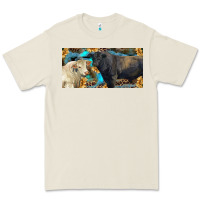 Bone Charolais and black angus bull with sunflower and leopard Premium Tee - RanaPortraitStore