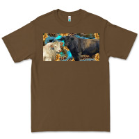 Cacao Charolais and black angus bull with sunflower and leopard Premium Tee - RanaPortraitStore