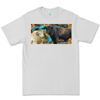 Dove Grey Charolais and black angus bull with sunflower and leopard Premium Tee - RanaPortraitStore