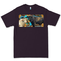 Plum Charolais and black angus bull with sunflower and leopard Premium Tee - RanaPortraitStore