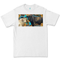White Charolais and black angus bull with sunflower and leopard Premium Tee - RanaPortraitStore