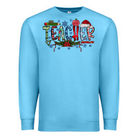 Ocean Blue Teacher Christmas Premium Sweatshirt - CowhideDigitalArt