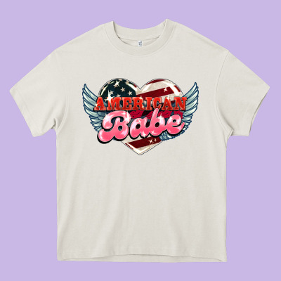 American Babe Heavy Core Tee Designed By Nancycooperartshop