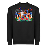 Black All American Mama Cow Flowers Heavyweight Sweatshirt - CowCowDesign