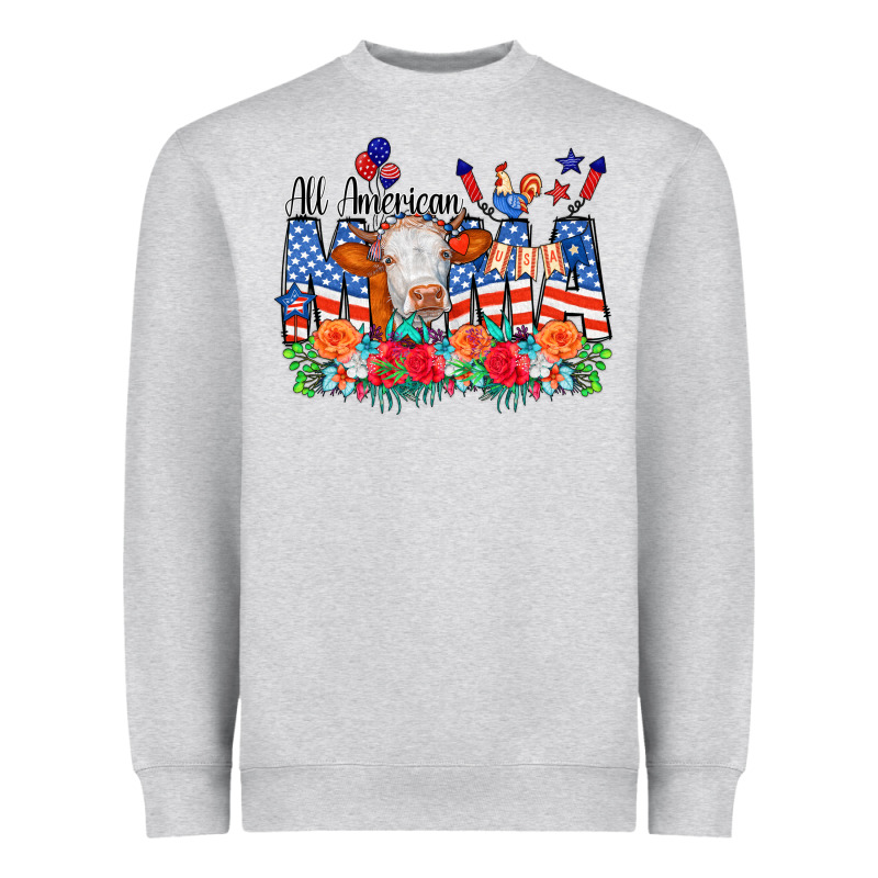All American Mama Cow Flowers Heavyweight Sweatshirt by CowCowDesign | Teevron