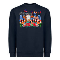 Navy All American Mama Cow Flowers Heavyweight Sweatshirt - CowCowDesign