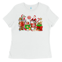 White Santa coffee cups Ladies Tee - NancyCooperArtShop