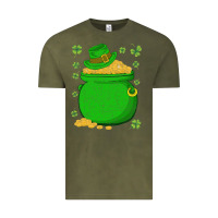 Vintage Olive ireland leprechaun hat pot of gold irish st patricks day Vintage Tee - lanVoArt