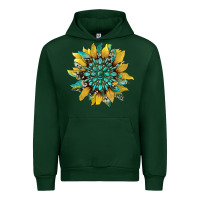 Forest Green sunflower with gemstone and cowhide Urban Hoodie - Artiststas