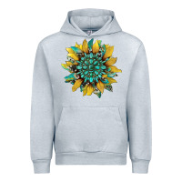 Heather Grey sunflower with gemstone and cowhide Urban Hoodie - Artiststas