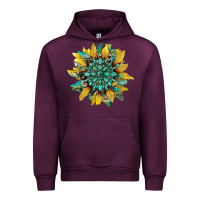 Mauve Wine sunflower with gemstone and cowhide Urban Hoodie - Artiststas