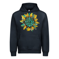 Navy sunflower with gemstone and cowhide Urban Hoodie - Artiststas