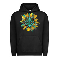 Pigment Black sunflower with gemstone and cowhide Urban Hoodie - Artiststas