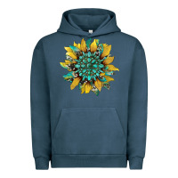 Pigment Midnight Navy sunflower with gemstone and cowhide Urban Hoodie - Artiststas