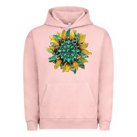Pigment Salmon sunflower with gemstone and cowhide Urban Hoodie - Artiststas