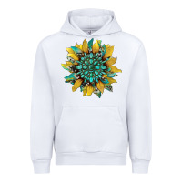 White sunflower with gemstone and cowhide Urban Hoodie - Artiststas